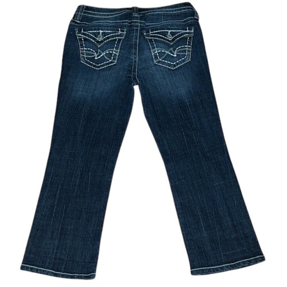 a.n.a Dark Wash Blue Denim Stretch Capri Jeans Thick Stitch Cropped Size 6 NWOT